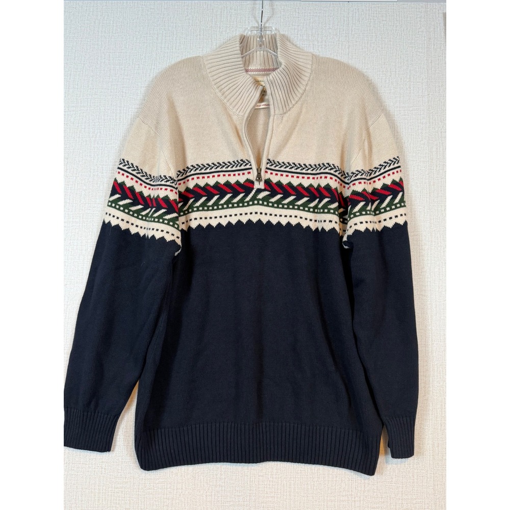 NWT Weatherproof Vintage Mens XXL Holiday Fair Isle Quarter Zip Sweater Navy Ski